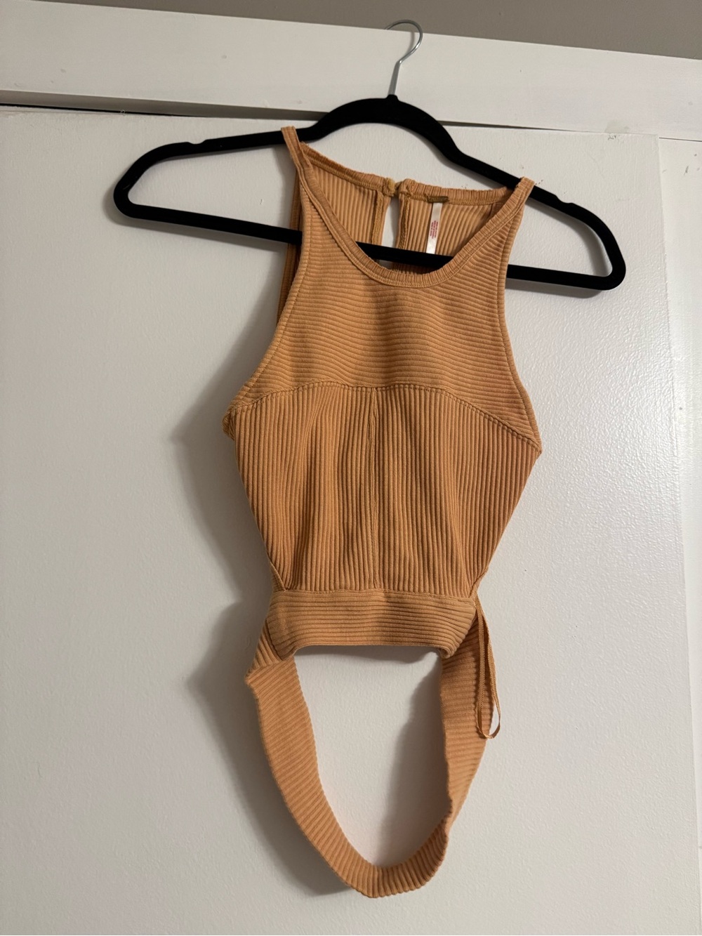 Free People Ribbed Halter One-Piece in Camel